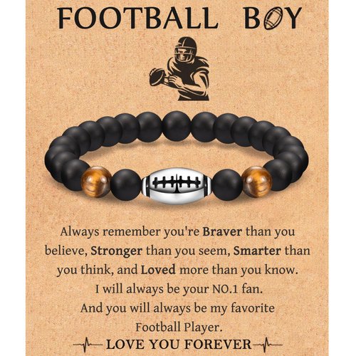Leyung Football Gifts for Boys 8-12 12-14, Football Bracelet Gifts for Teenage Boys, Graduation Birthday Gifts for Son Grandson Team Friend Player Nephew Brother