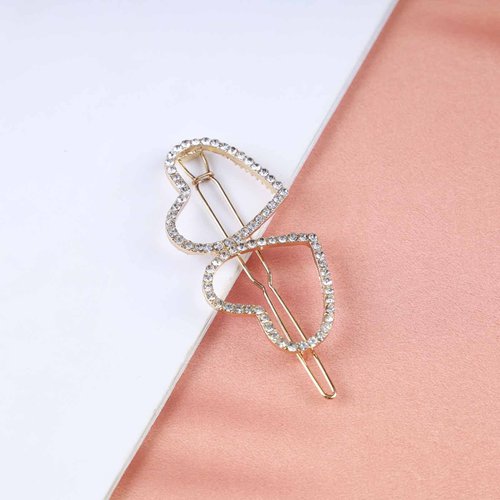 Iaceble Boho Crystal Heart Hair Clip Barrette Hollow Heart Hair Clips Cz Open Heart Side Clip Hairpin Gold Love Heart Hair Pins Clip Decorative Hair Accessories for Women and Girls Headdress