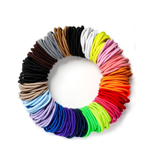 Hair Ties for Thick Hair, 203 Pcs 4MM Elastic Hair Ties for Women and Girls, 20 Colors Medium Size Ponytail Holders, Hair Bands for Women's Hair