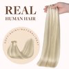 GOO GOO Clip in Hair Extensions Real Human Hair, 14inch 151g 7Pcs, 17A/60A Ash Blonde Highlighted Platinum Blonde, Remy Human Hair Extensions Clip ins for Women, Natural Human Hair
