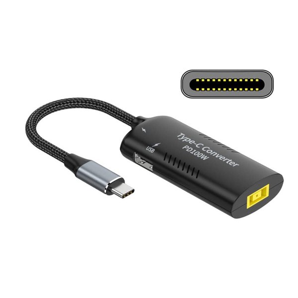 NFHK Rectangle Power Thinpad X1 Input to 100W Dual Type C USB-C and Type-A Output PD Emulator Trigger Charge Cable