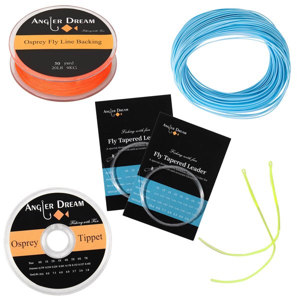Blue Floating 6F WF Fly Fishing Line Kit 6WT Fly Fishing Line Leader Braided Backing Fish Line
