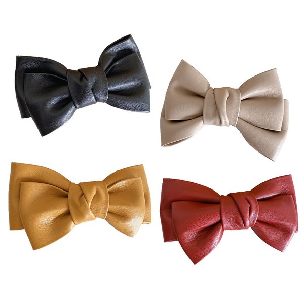 4 Pieces PU-leather Hair Bow Clip Bow Hair Clips Hair Bow Alligator Clips Bow Hair Barrettes Handmade Knot Bow Barrettes Hair Pin Hair Bows Barrette Hair Accessories for Women