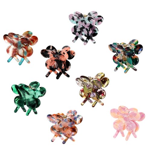 Cobahom 8 Pcs 1.26 Inch Flower Hair Clips Small Claw Clips, Vintage Hair Clips Cellulose Acetate Jaw Clamps for Thin Hair, Styling Accessories No-Slip Hair Clips for Women, Multicolor