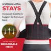 MAXAR Deluxe Industrial Back Brace for Lower Back Pain Women & Men - Back Support Belt for Immediate Relief from Sciatica, Herniated Disc, Scoliosis - Lumbar Support with Removable Suspenders/Straps