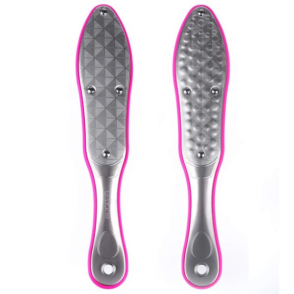 Foot File Callus Remover - G.Liane Professional Portable Foot Care Tool Stainless Steel Colossal Pedicure Foot Rasp Callus Removal Double Sided Pedicure Rasp File for Extra Smooth (Pink)