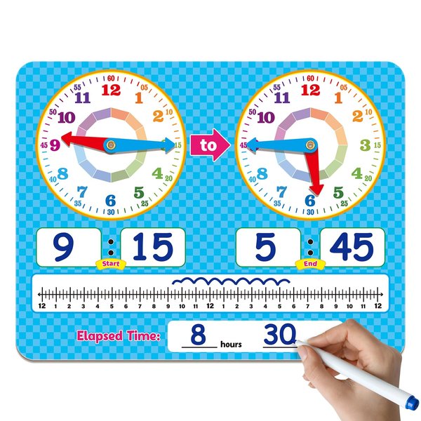 Aizweb Learning Clock for Kids Toddler Teaching Clock Telling Time Dry Erase Board Preschool Kindergarten 1st 2nd Grade School Homeschool Supplies Educational Learning Activities