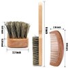 Wooden Boar Bristle Hair Brush and Comb Set for Women and Men, Paddle Boars Hairbrush for Smoothing Fine Thin Hair, Peach Wood Comb for Detangling Hair, Make Hair Shiny and Soft