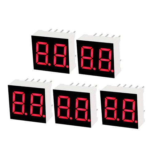 uxcell Common Cathode 10 Pin 2 Bit 7 Segment Display 0.59 x 0.55 x 0.28 Inch 0.35" Red LED Display Digital Tube 5pcs
