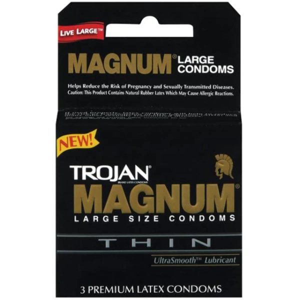 TROJAN Magnum Thin Lubricated Condoms, 3 Count