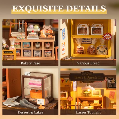 ROBOTIME Miniature House Kit DIY Mini Dollhouse with Accessories Tiny Store Making Kit with LED Light Hobby Birthday Gifts for Kids & Adults