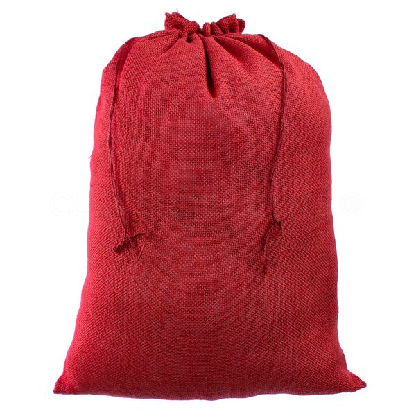 CleverDelights 18" x 24" Red Burlap Bag with Drawstring