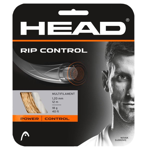 Head RIP Control Tennis Racket String 40' Set - 16 Gauge Multifilament Racquet String, Natural