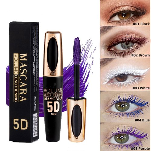 MAEPEOR 5D Silk Fiber Mascara Fuller & Voluminous Colored Mascara Natural Waterproof Smudge-proof Mascara (02 Brown)