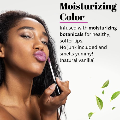 Fifth & Skin BOTANICAL LIP GLOSS (PLUM) Natural - 90% Organic - Gluten Free - Cruelty Free - Velvety Feel - Moisturizing Vitamin Rich