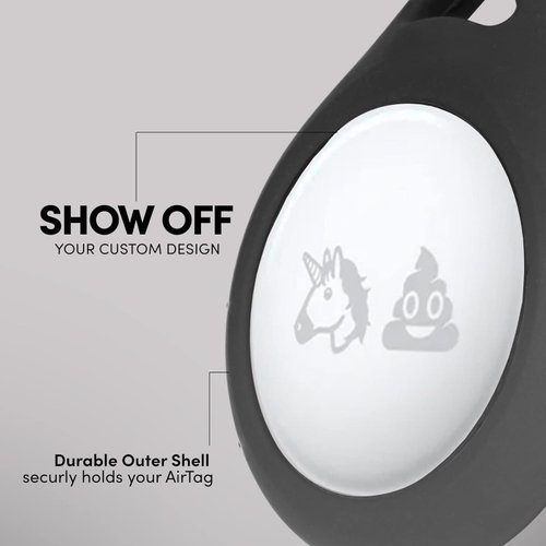 Case-Mate AirTag Holder - AirTag Keychain with Rugged Strap - Easy to Use, Protective, Durable Hard Shell Air Tag Case for Dog Collar, Cat Collar, Keys, Luggage, Backpack, Purses - 4 Pack, Black