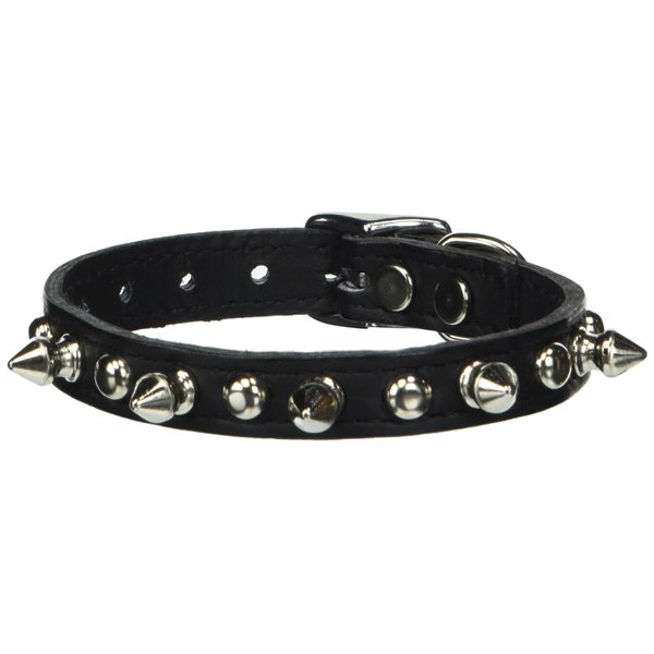 OmniPet Signature Leather Pet Collar with Spike and Stud Ornaments, Black, 1/2 by 12"