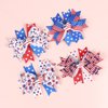White Blue Red Hair Clips 4th of July Bows Clips Grosgrain Hair Barrettes Independence Day Headwear Girls Kids Boutique Hairpin Stars Hair Accessories Alligator Clips Supplies Party Decorations 4PCS