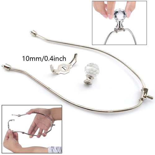 12 Inch Lamp Harp Holder, OZXNO Lamp Shade Horn Frame Brackets with Crystal Ball Finial Knob and Saddle for Table/Floor DIY Lighting Replacement Accessory