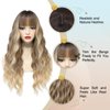 VERNA Blonde Wavy Wig with Bangs for Women, 26 Inch Long Blonde Wigs with Bangs for Women, Natural Looking Curly Blonde Wig, Heat Resistant Synthetic Wig, Middle Part Ombre Blonde Wavy wig for Daily