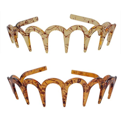 Fodattm 2PCS Zig Zag Shark Tooth Hairband Plastic Headband Hair Comb Women Hair Hoop Hair Accessories (D#)