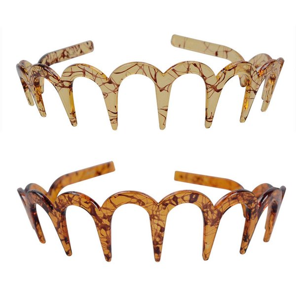 Fodattm 2PCS Zig Zag Shark Tooth Hairband Plastic Headband Hair Comb Women Hair Hoop Hair Accessories (D#)