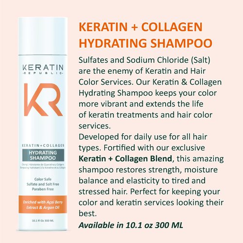 Keratin Republic Keratin + Collagen Hydrating Shampoo 10.1 oz