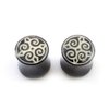 Pair of Ear Plugs Made of Organic Bone with Mandala Design