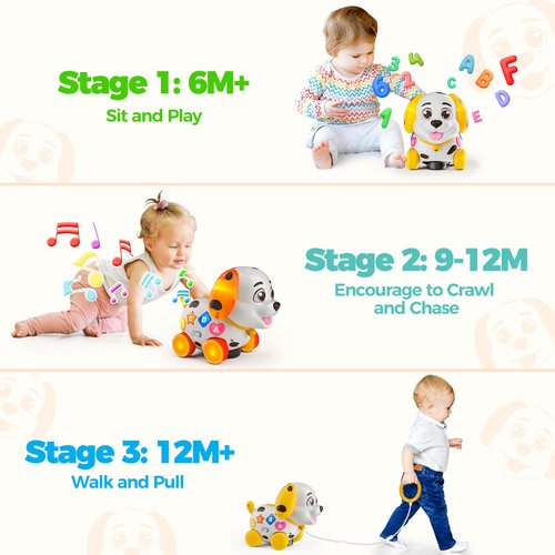 Musical Puppy Toys for 1 Year Old Girl Boy Gift, Baby Crawling & Walking Toys 6-12-18 Months, First Christmas 1st Birthday Gifts for Girls Boys, Bilingual Toddler Learning Toys Age 1-2
