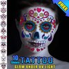 Jim&Gloria Black and White Face Paint + Painting Brush + UV Glow Tattoos, Sweatproof & Water Resistance Paints, Professional Palette Makeup Kit for Halloween SFX Costume Skeleton Clown Joker Mime
