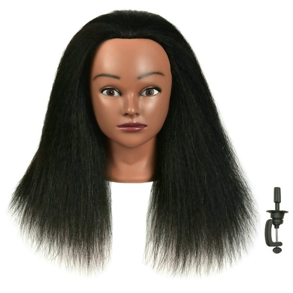 FUTAI Mannequin Head 100% Human Hair Manikin Cosmetology Makeup Doll Training Head with Table Clamp Stand for Hairdresser Practice Braiding Styling Coloring Curling Cutting Updos Display