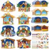 Kepeel 64PCS Christmas Nativity Scene Craft Kits for Kids, Make a Nativity Scene Hanging Ornament Christmas DIY Nativity Craft Kits Christmas Tree Ornament Kit for Party Home Classroom Game Activities