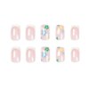 RikView French Tip Press on Nails Medium Acrylic Nails White Nails with Flowers Design Square Fake Nails