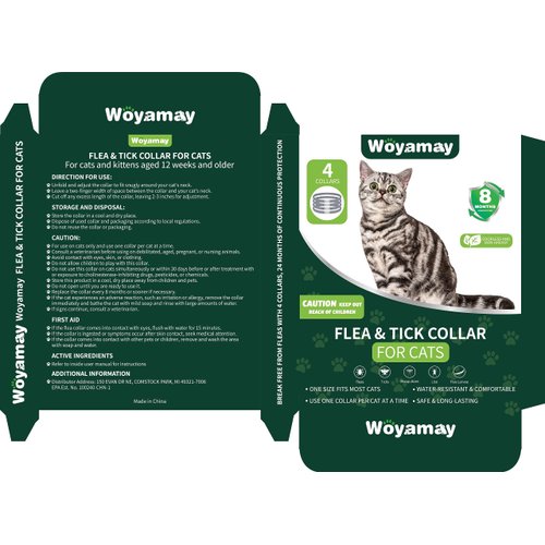 4 Pack Flea Collar for Cats, Cat Flea and Tick Treatment, 8 Months Protection Flea and Tick Prevention for Cats, Waterproof Cat Flea Collar, Adjustable Cat Flea and Tick Collar for Cats Kittens, Grey