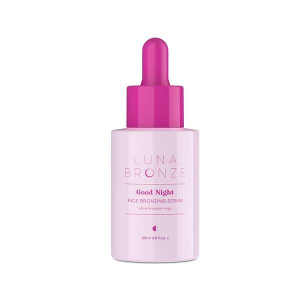 LUNA BRONZE GOOD NIGHT Sunless Hydrating Self Tan Serum - Gradual Tanning Drops with Vitamin C and Natural Organic Ingredients, 1 fl. oz
