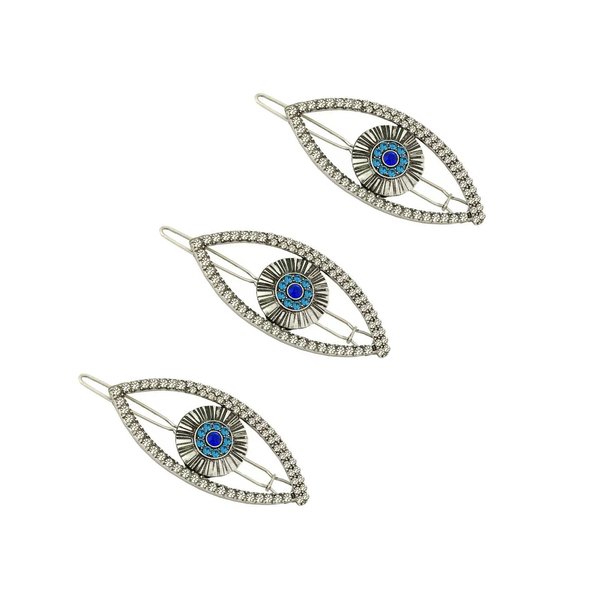 Tzoxal Evil Eye Hair Clips for Women, Eye Style Bling Rhinestones Hairpins Barrettes, White Blue Sparkly Hairgrip Hair Headwear Accessories for Party Halloween Daily (Style3)