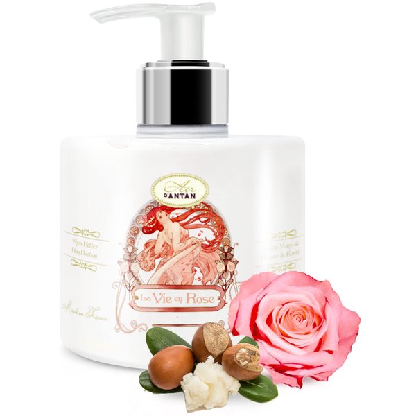 Un Air d'Antan Hand Cream for Dry Cracked Hands 10.5oz - Hand Lotion Pump, Non Greasy Moisturizer with Essential Oils, Cruelty Free Formula - Rose Peach Patchouli