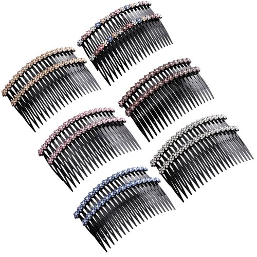 12PCS Hair Comb Clips Sparkly Rhinestone Hair Side Combs 20 Teeth Vintage Flower Hair Clip French Style Hairclips Hair Accessoires for Women and Girls with 6 Colors