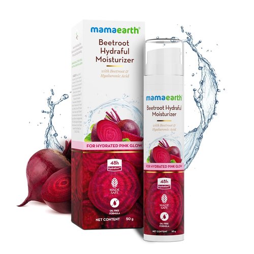 MAMAEARTH Beetroot Hydraful Face Moisturizer for Hydrated Pink Glow | Give Up to 48-Hour Hydration | Infused with Hyaluronic Acid | Oil-Free Formula | 1.76 Oz/50g