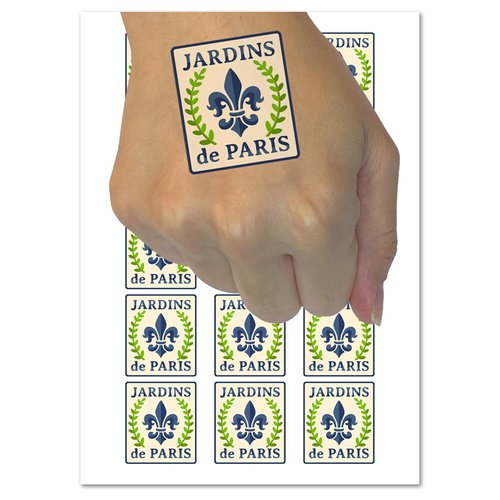 Jardins de Paris Fleur de Lis Temporary Tattoo Water Resistant Fake Body Art Set Collection - 54 1" Tattoos (1 Sheet)