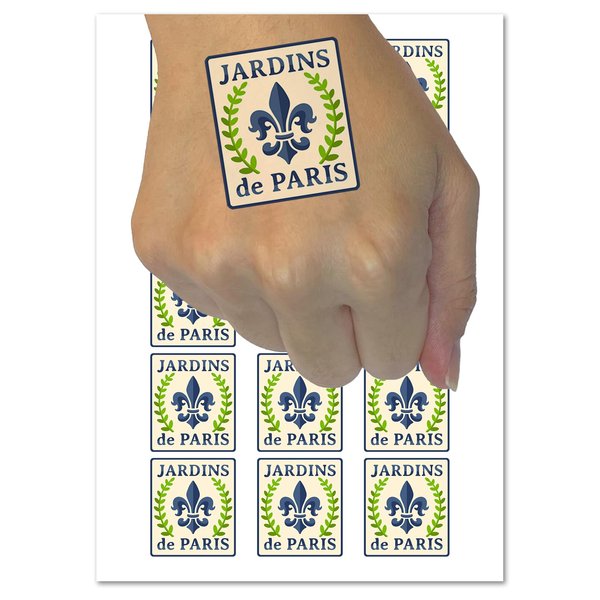 Jardins de Paris Fleur de Lis Temporary Tattoo Water Resistant Fake Body Art Set Collection - 54 1" Tattoos (1 Sheet)