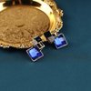 Sttiafay Vintage Sapphire Crystal Square Drop Earrings Blue Square Stud Earrings Gold Hollow Square Dangle Earrings Black Onyx Square Earrings Jewelry for Women and Girls