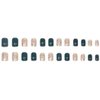 RikView Square Press on Nails Short Fake Nails Green Nails with Glitter Design Glossy Nails for Women 24 PCS