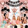 Rose Gold Birthday Decorations for Women Black Rose Gold Balloons Birthday Party Decoration Rosegold Happy Bithday Banner Sash Cake Topper Fringe Curtain Foil Balloon for Girls Birthday Party Supplies