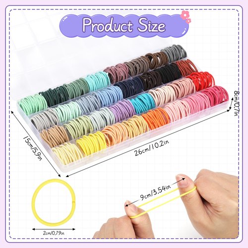 Baby Elastic Hair Ties 32 Colors, 384PCS Small Tiny Colorful Hair Bands for Infants Kids Baby Girls Toddlers with Organizer Box, 2cm Ponytail Holder for Fine to Medium Hair