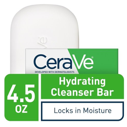 CeraVe Hydrating Cleanser Bar - Soap-Free Body and Facial Cleanser with 5% Cerave Moisturizing Cream - 4.5 Ounce Bar