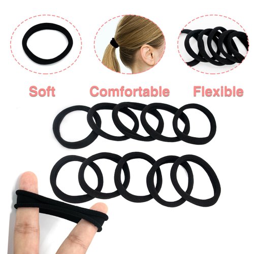 Maine Hair Ties, Rubber Bands for Hair, 10PCS Elastic Hair Ties No Damage, Small Hair Bands for Thick Ponytail Women, Hair Accessories, Comforts No Slippage Suitable for Different Occasions (Black)