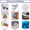B7000 Adhesive Rhinestones Glue for Crafts, 2PCS 110ml / 3.7 fl oz B7000 Clear Glue with 5 Dotting Pen Tool, Wax Pencil and Tweezer, Jewelry Glue for DIY Craft Makeup Shoes Jewelry Making Nail Art