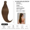 Caliee 14Inch Human Hair Ponytail Extensions Color 4 Medium Brown 70G 100% Remy Human Hair Wrap Around Ponytail Clip in Silky Straight Pony Tails Hair Extensions for Women