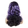 NJJYXH 20 Inches Retro Beehive Purple Mixed Black Wigs for Women Long Wavy Wig with Neat Bangs Synthetic Natural Wig for 60s 70s 80s Cosplay,Halloween,Daily Use